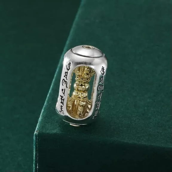 HOOUN Real 925 Sterling Silver Men Women Lucky Mantra Vajra Pestle Hollow Pendant