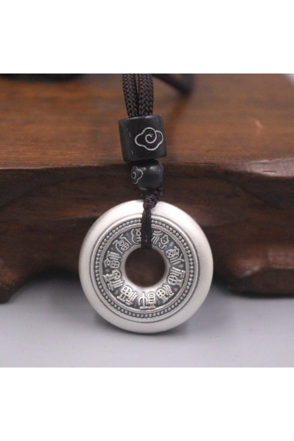 Real Pure 999 Fine Silver Men Women Bless Lucky Chinese Character Fu Pendant