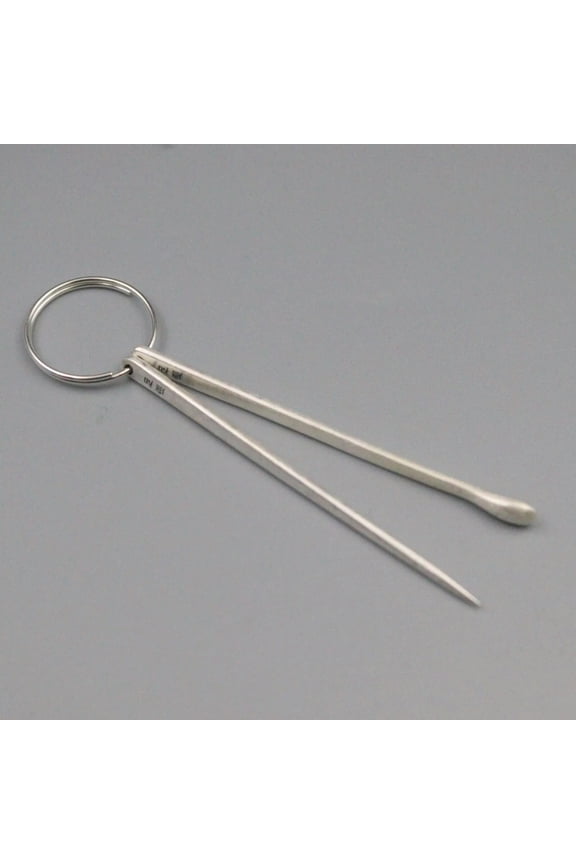 Real S925 Sterling Silver Good Luck Pattern Toothpick Ear Pick Keychain Pendant