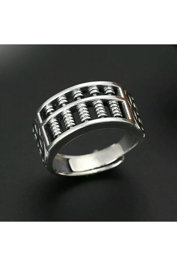 Real Solid 925 Sterling Silver Band Men Women Gift Wealth Coin Abacus Ring