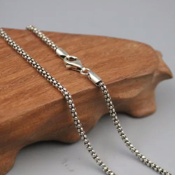 HOOUN Real Solid 925 Sterling Silver Chain 2.5mm Popcorn Lantern Necklace 18-32inch-22inch