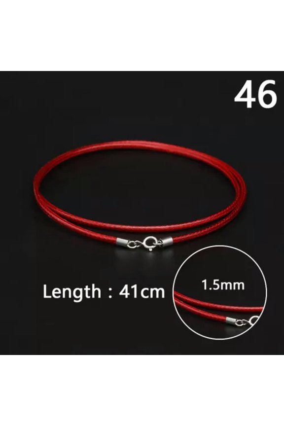 Red Black Leather Wax Rope Beading Cord Necklace Chain String Jewelry Making DIY-1.5mm - Red-55cm