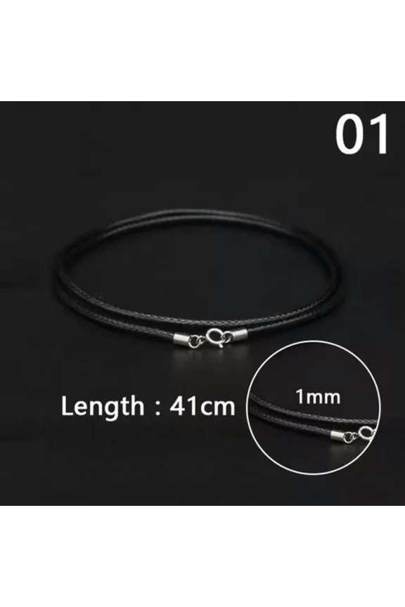 Red Black Leather Wax Rope Beading Cord Necklace Chain String Jewelry Making DIY-1mm - Black-45cm