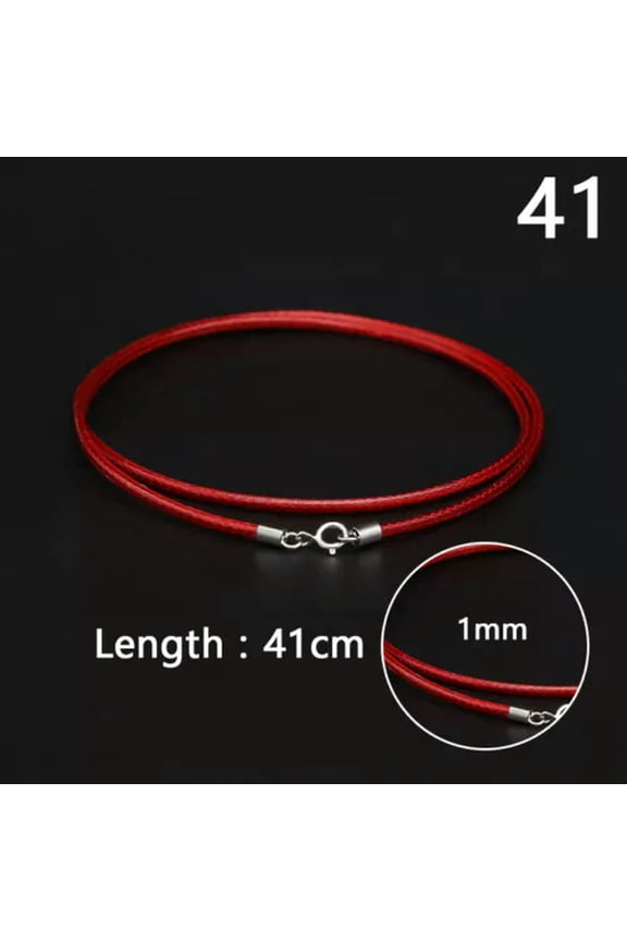 Red Black Leather Wax Rope Beading Cord Necklace Chain String Jewelry Making DIY-1mm - Red-50cm