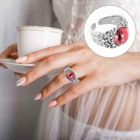 HOOUN Red Iron Demon Eye Ring Jewelry Adjustable Cuff