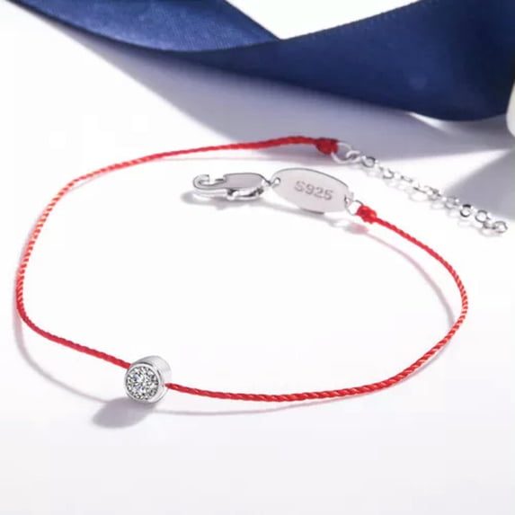 HOOUN Red Rope Bracelets Zircon Bracelet Handmade Jewelry Rope Pulseira Gift For W-yy-Silver