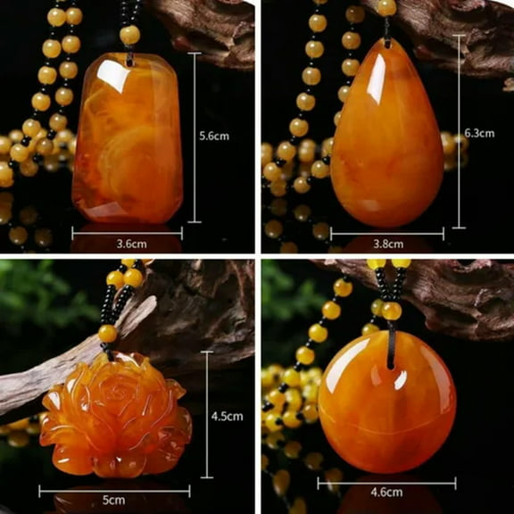 HOOUN Resin Amber Pendant Boho Long Sweater Chain Necklace Ethnic Necklace Jewelry-3