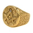 thumbnail image 1 of HOOUN Retro CZ Inlay Masonic Skull Ring Stainless Steel Pyramid God Eye Masonic Ring-10-Gold, 1 of 6