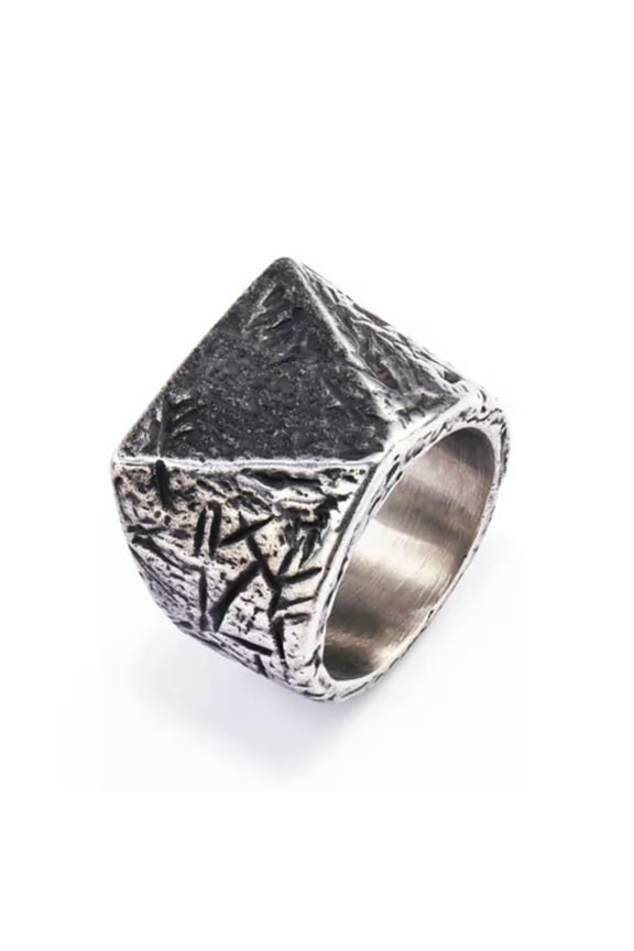 Retro Triangle Vintage Wedding Signet Ring Stainless Steel Men's Boy's Gift Ring-9