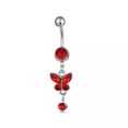 thumbnail image 1 of HOOUN Rings Jewelry Piercing Navel Body Drop Belly Butterfly Dangle Rhinestones Button-Red, 1 of 9