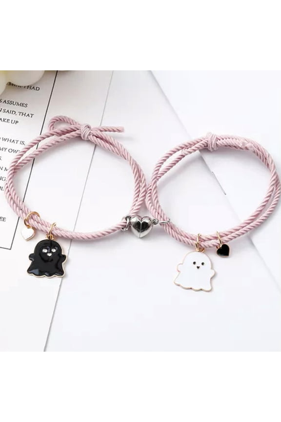 Romantic Lover Magnetic Attachment Fashion Bracelet Ghost Couple Jewelry*-Pink