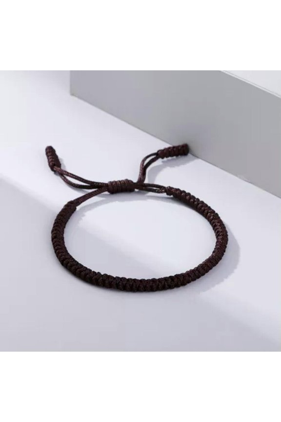 Rope Knots Bracelets -Nylon Thread Bracelet Prayer Charm Tibetan Buddhist Bangle-Coffee