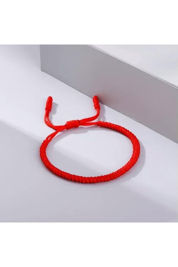 Rope Knots Bracelets -Nylon Thread Bracelet Prayer Charm Tibetan Buddhist Bangle-Red