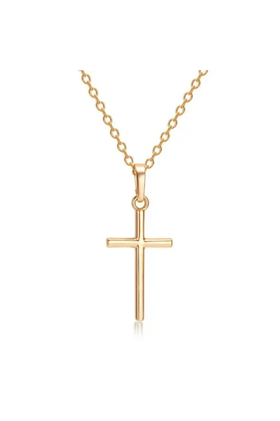 Rosary Necklace Gothic Inverted Cross Pendant Pagan Star Charm Women Men Jewelry-03#Gold Cross