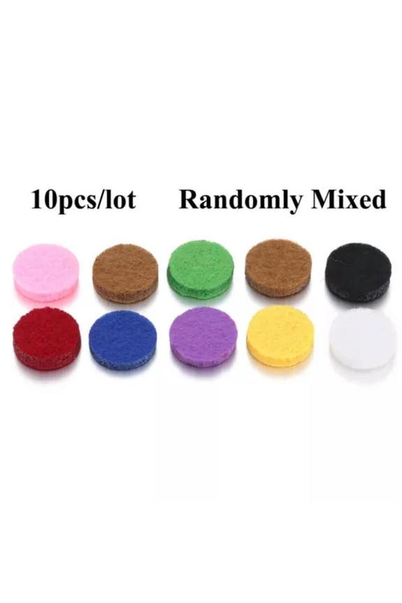Round Aromatherapy Essential Oil Perfume Diffuser Locket Pendant Necklace -10pcs mixed