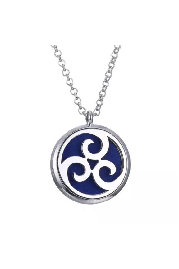 Round Aromatherapy Essential Oil Perfume Diffuser Locket Pendant Necklace -3155