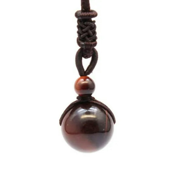 HOOUN Round Beads Necklace Natural Chakra Crystal Balls Quartz Pendant Reiki Healing-Red Tiger Eye
