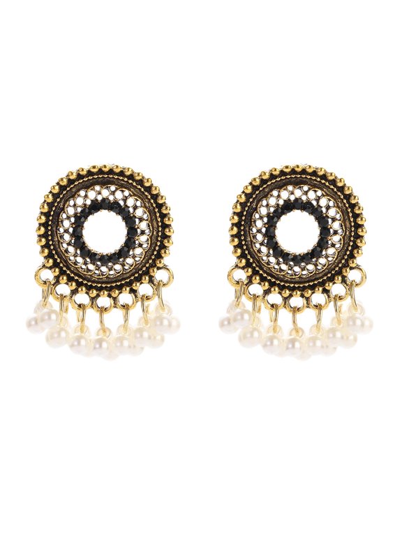 Round CZ Turkish Jhumka Earrings Pendientes Alloy Indian Earring Jewelry Brincos-1#