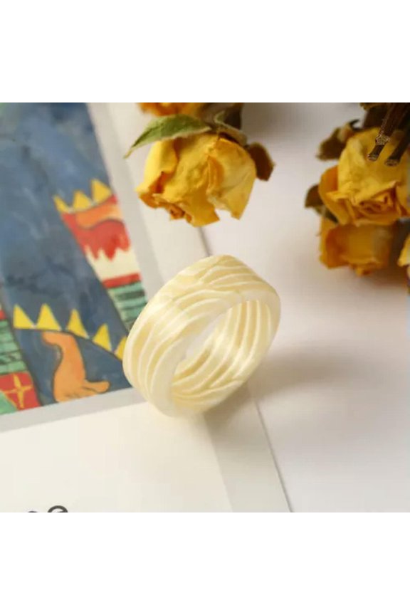 Round Gifts Rings Ring Colorful Vintage Fashion Acetate Jewelry Finger Geometric-5-One Size