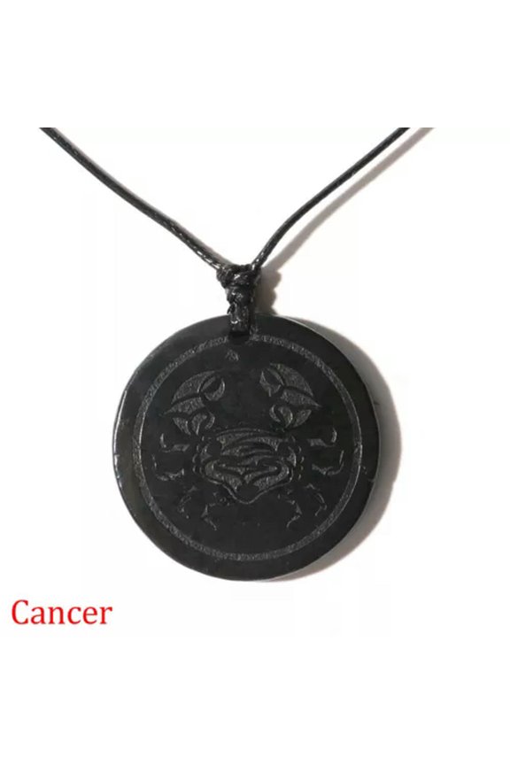Round Triangle Shungite Stones Constellation Crystal Necklace Pendant Protection-Cancer (Round)