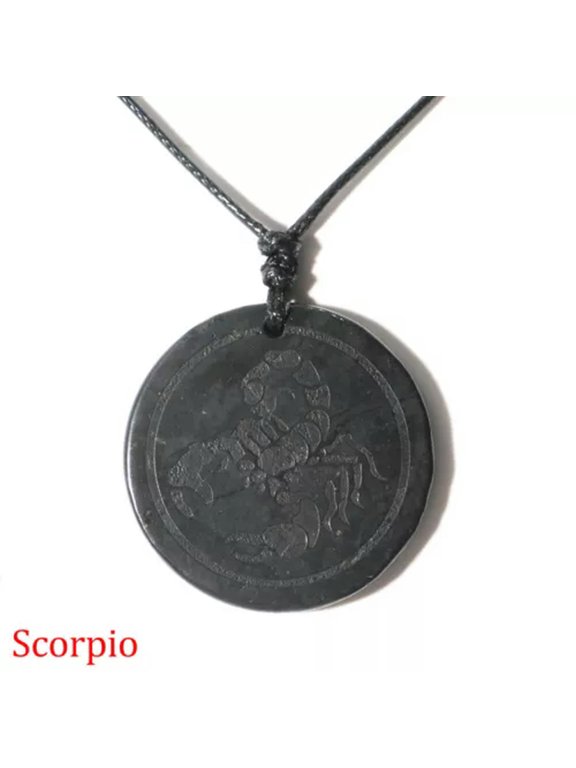 Round Triangle Shungite Stones Constellation Crystal Necklace Pendant Protection-Scorpio (Round)
