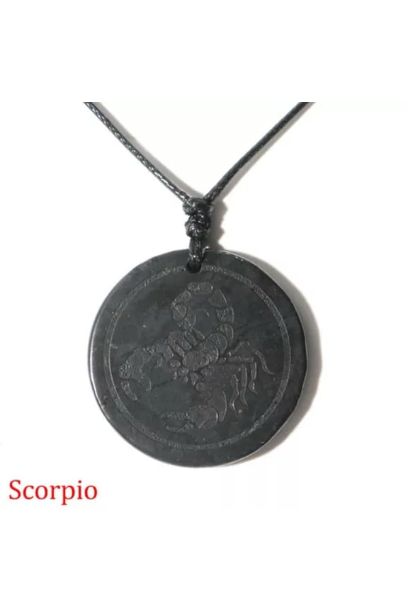 Round Triangle Shungite Stones Constellation Crystal Necklace Pendant Protection-Scorpio (Round)