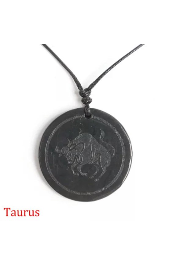 Round Triangle Shungite Stones Constellation Crystal Necklace Pendant Protection-Taurus (Round)