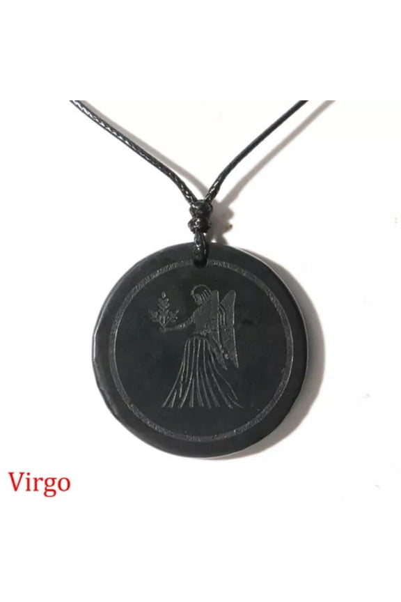 Round Triangle Shungite Stones Constellation Crystal Necklace Pendant Protection-Virgo (Round)