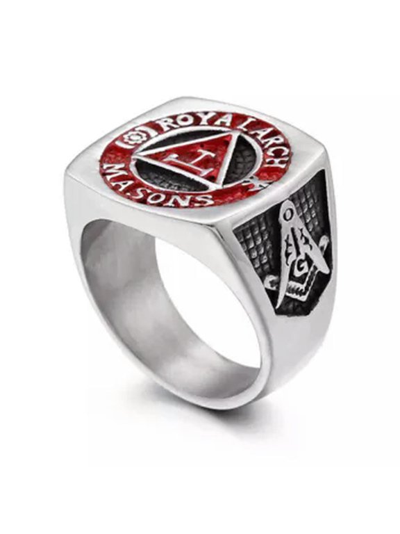 Royal Arch Masons Retro Ring Men Stainless Steel Vintage Masonic Ring Biker Punk-9