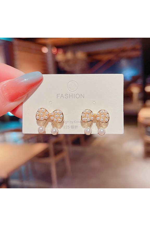 S925 Silver Needle Korean Edition New Flower Pearl Earrings Women's Fashion-A081