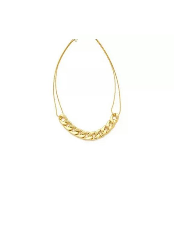 SHINY LINK ID Celebrity Style ALUMINIU CHOKER CHUNKY Curb Fashion Chain Necklace-Gold - 2#