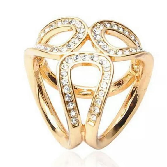 HOOUN Scarf Silk Ring Clip Buckle Jewelry Delicate Scarves Flower Buckle Holder-ca_-Gold