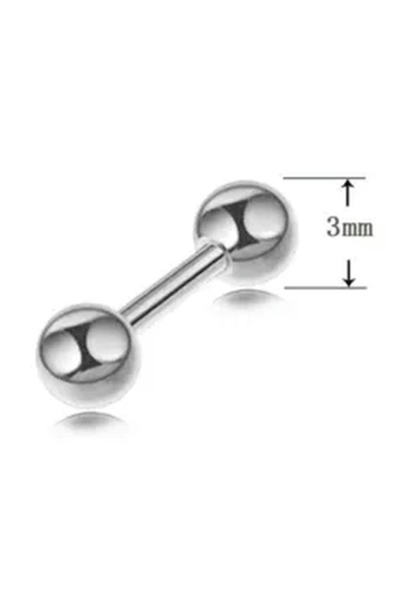 Screw Ball Back Piercing Stud Stainless Steel Balls Ear Stud Barbell Earrings-silver 1.2*6*3