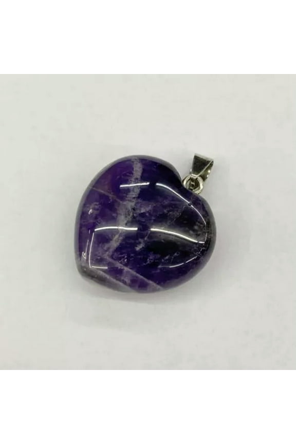 Semi Precious Healing Crystal Love Heart Stone Pendant Necklace Jewelry Making -Amethyst