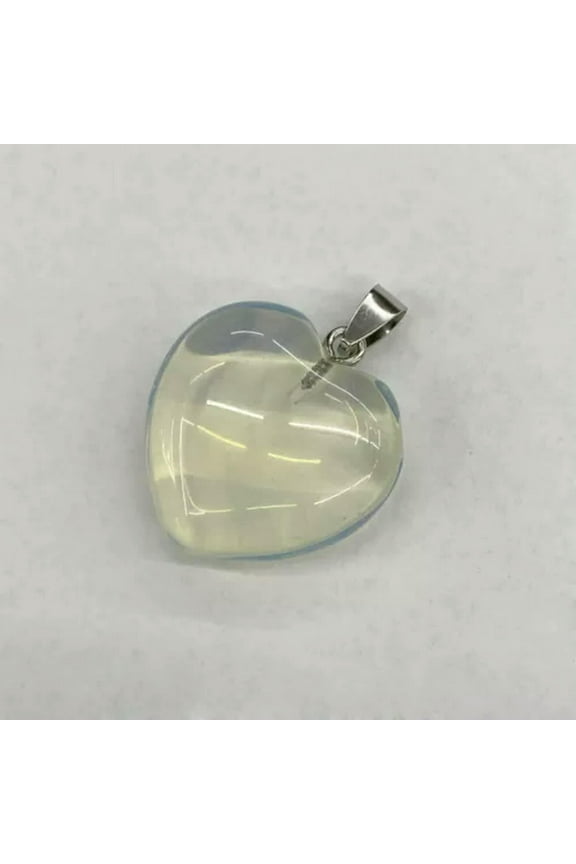 Semi Precious Healing Crystal Love Heart Stone Pendant Necklace Jewelry Making -White Crystal