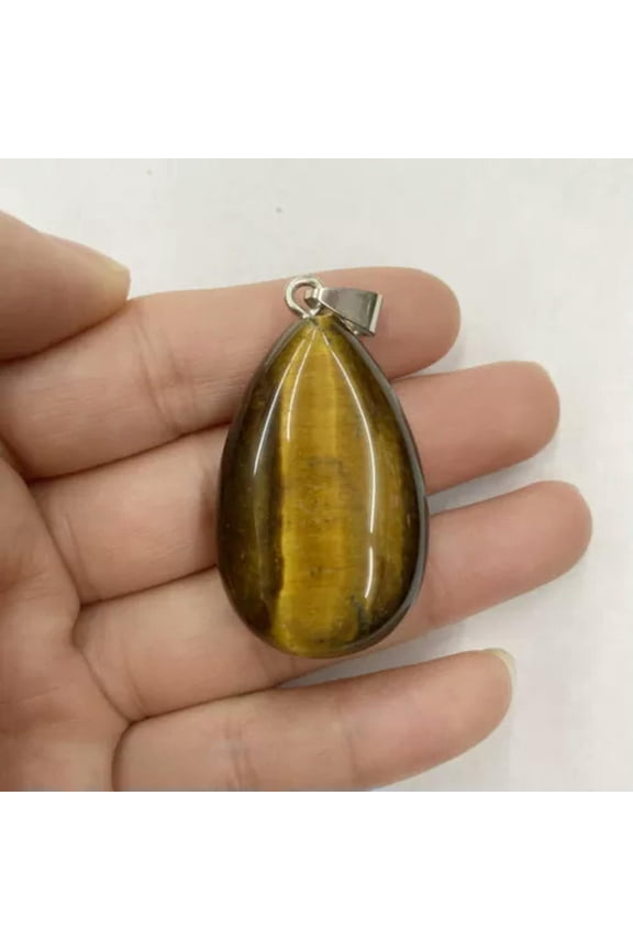 Semi Precious Healing Crystal TearDrop Stone Pedant Necklace Jewelry Making -Tiger Eye