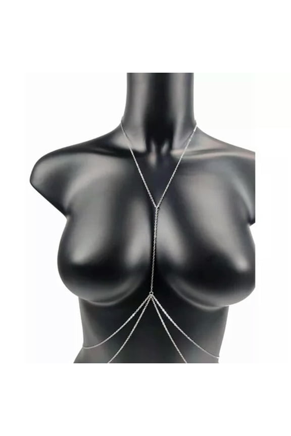 Sexy Chest Chain Bikini Female Body Belly Chains for Women Cross Waist Cha-dx#-White