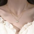 thumbnail image 1 of HOOUN Shiny Butterfly Necklace Ladies Exquisite Double Layer Clavicle Chain Necklace@-Gold-, 1 of 9
