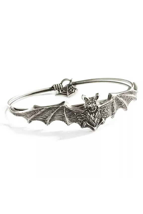 Silver Angel Wings Bracelet Trend Punk Vintage Unique Cuff Bangle Boho Jewelry-05#Silver Vampire Bat bracelet