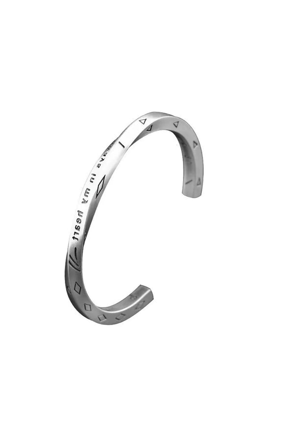 Silver Bangle Bracelet Open Cuff Bangle Mobius Engraved Alwasy In My Heart Gift