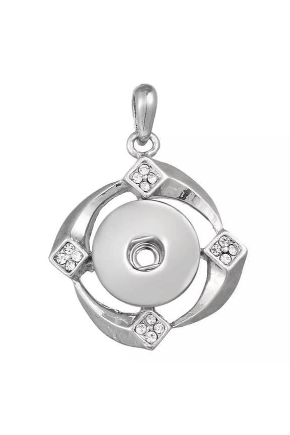 Silver Crystal Drill Snap Pendant Jewelry Fit 18mm Chunk Snap Button Jewelry