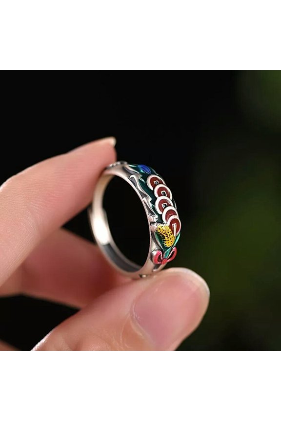 Silver Epoxy Chinese Style Ancient Money Fortune Ring Unisex Ring Jewelry