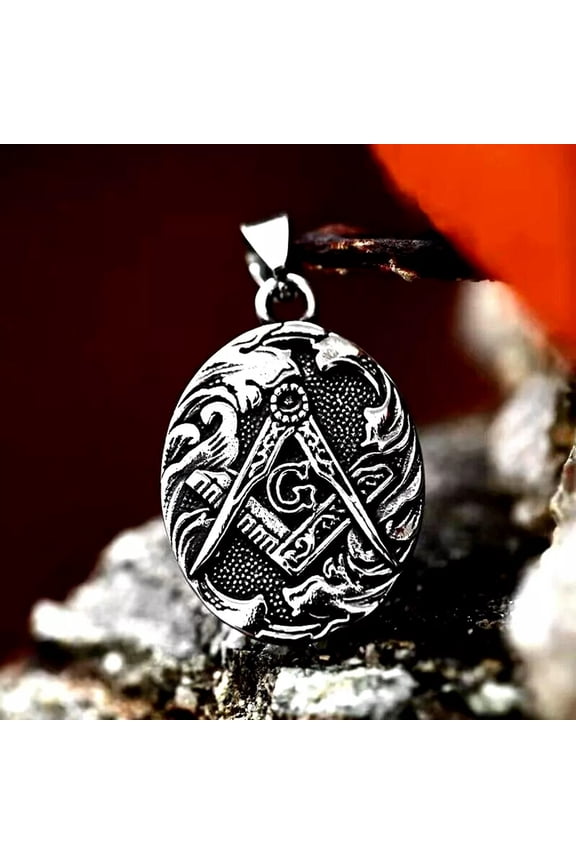 Silver Freemason Masonic Symbol Pendant Necklace Stainless Steel Jewelry Gift