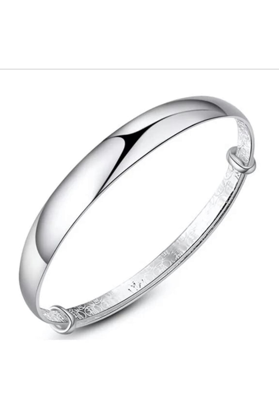 Silver Plated Bangle Bracelet Open Cuff Bangle Shinny Ins Letter Engraved Gift