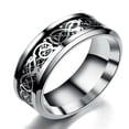 thumbnail image 1 of HOOUN Silver Plated Dragon Intarsie Stainless Steel Mens Wedding Band Rings Jewelry-silver-11, 1 of 9