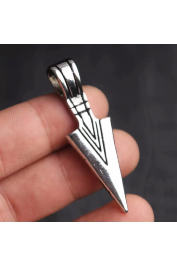 Silver Spear Arrowhead Pendant Necklace Men's Punk Rock Jewelry Chain 24" Gift