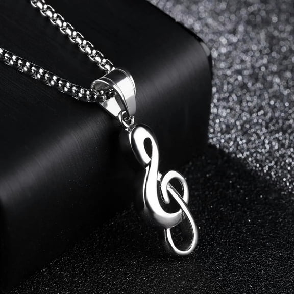 HOOUN Silver Treble G Clef Music Note Pendant Necklace Chain Music Lover Jewelry Gift