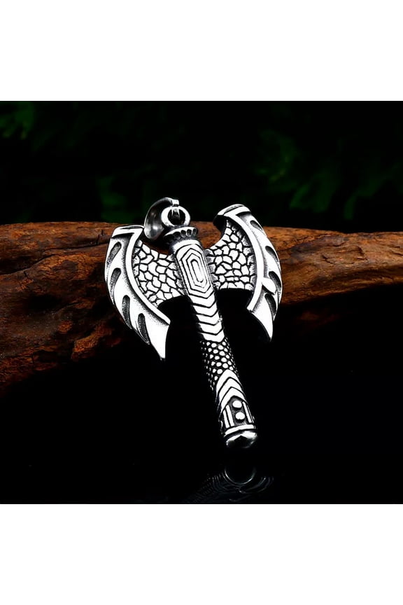 Silver Viking Tomahawk Double Axe Pendant Necklace Chain Men's Jewelry Gift