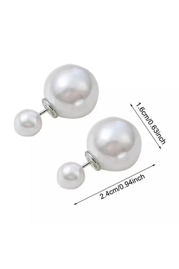 Simple Delicate Two-sided Imitation Pearl Ear Stud Earrings for Women Bijoux#
