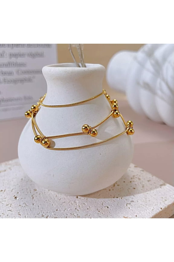 Simple Fashion Necklace Beads Ball Snake Chain Stainless Steel Jewelry For Women